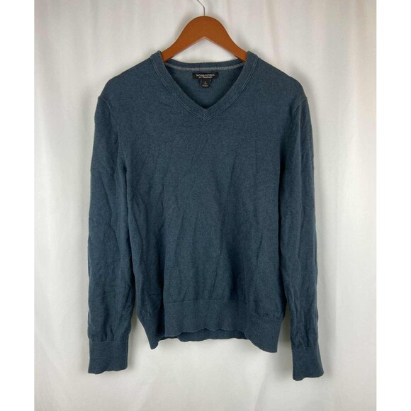 Banana Republic Cotton Cashmere Sweater Men's Large Blue Teal V-Neck Classy Fall - Picture 1 of 11